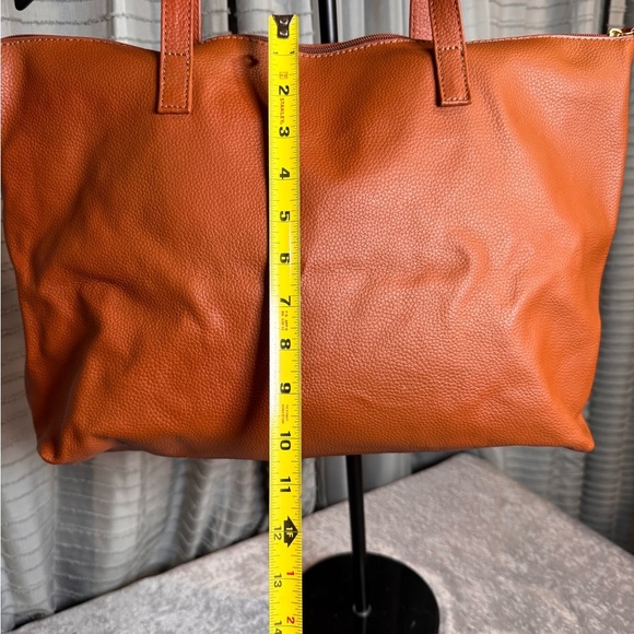 Joy Mangano Tan Leather Tote with Gold Accent - Picture 3 of 11